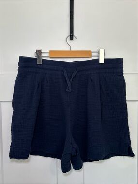Denver Hayes Cotton Navy Drawstring Gauze Shorts